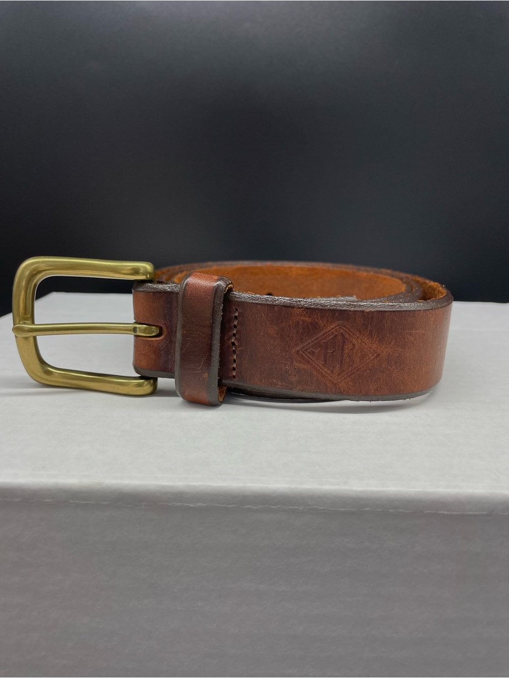 Eddie Bauer Brown Leather Belt with Brass Buckle, Sz 40